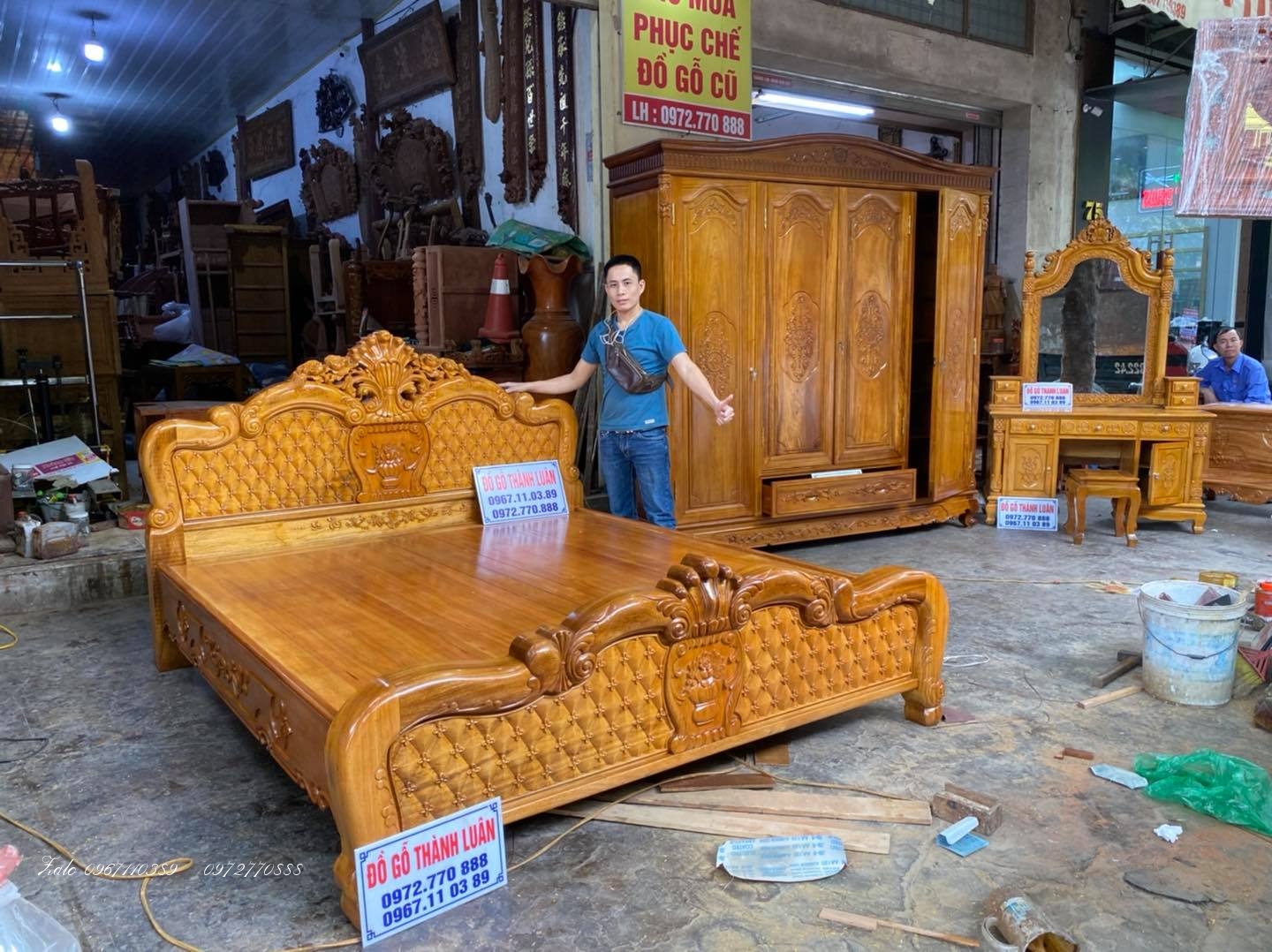 bộ nội thất phòng ngủ gỗ gụ  .