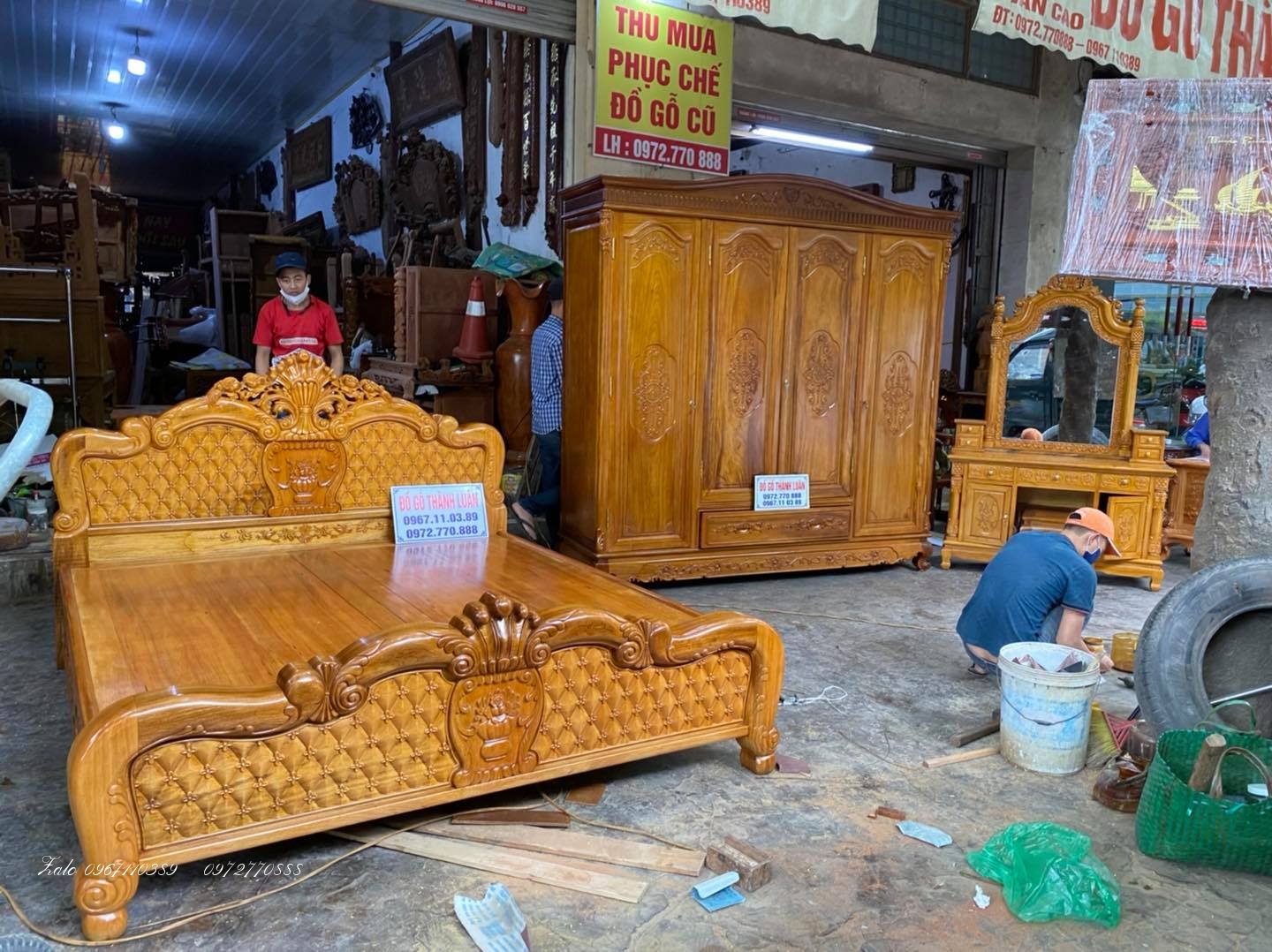 bộ nội thất phòng ngủ gỗ gụ.: