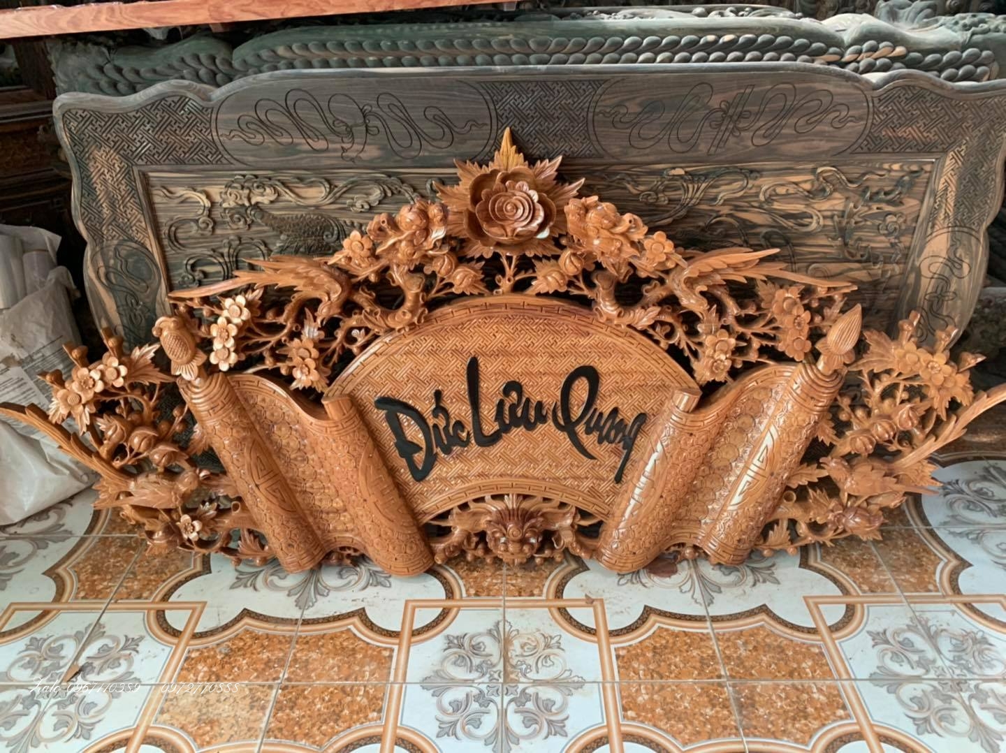 CUỐN THƯ CÂU ĐỐI GỖ GỤ GỖ GÕ ĐỎ,.