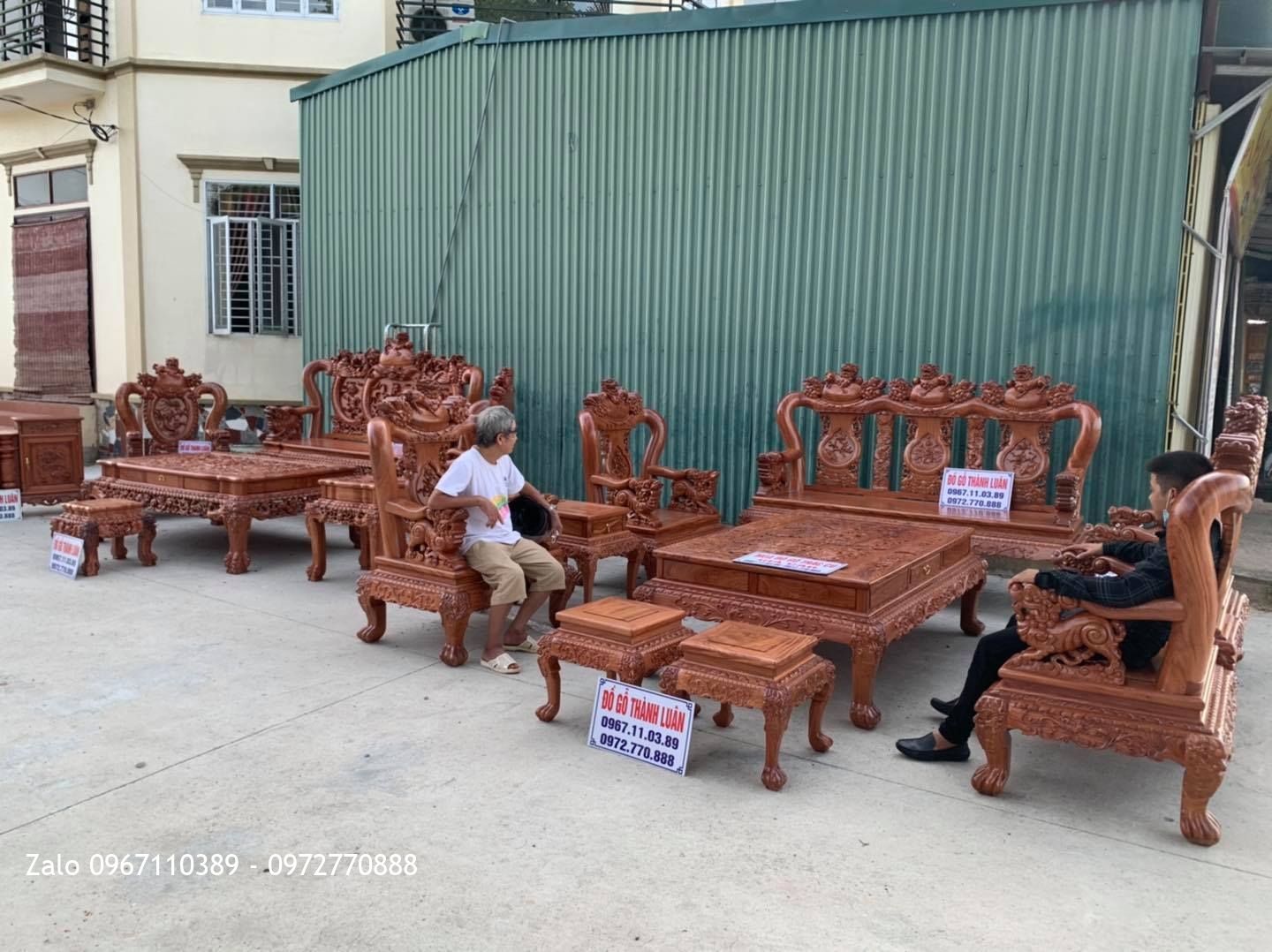 Bộ Bàn Ghế Minh Quốc Nghê Gỗ Hương Đá Cột 12 Gồm 10 Món Víp: