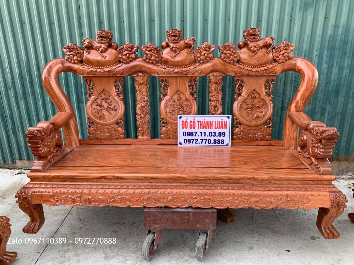 Bộ Bàn Ghế Minh Quốc Nghê Gỗ Hương Đá Cột 12 Gồm 10 Món Víp,.: