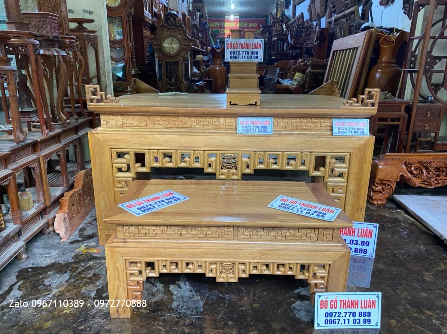 bàn thờ triện án Giang gỗ gụ chân 16 1m97-1m07-1m09.