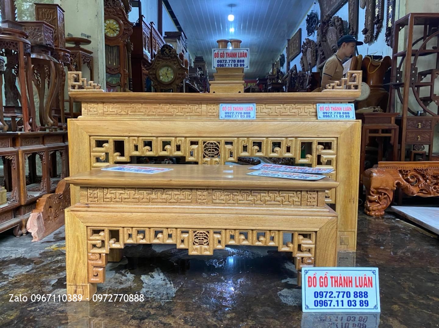bàn thờ triện án Giang gỗ gụ chân 16 1m97-1m07-1m09..
