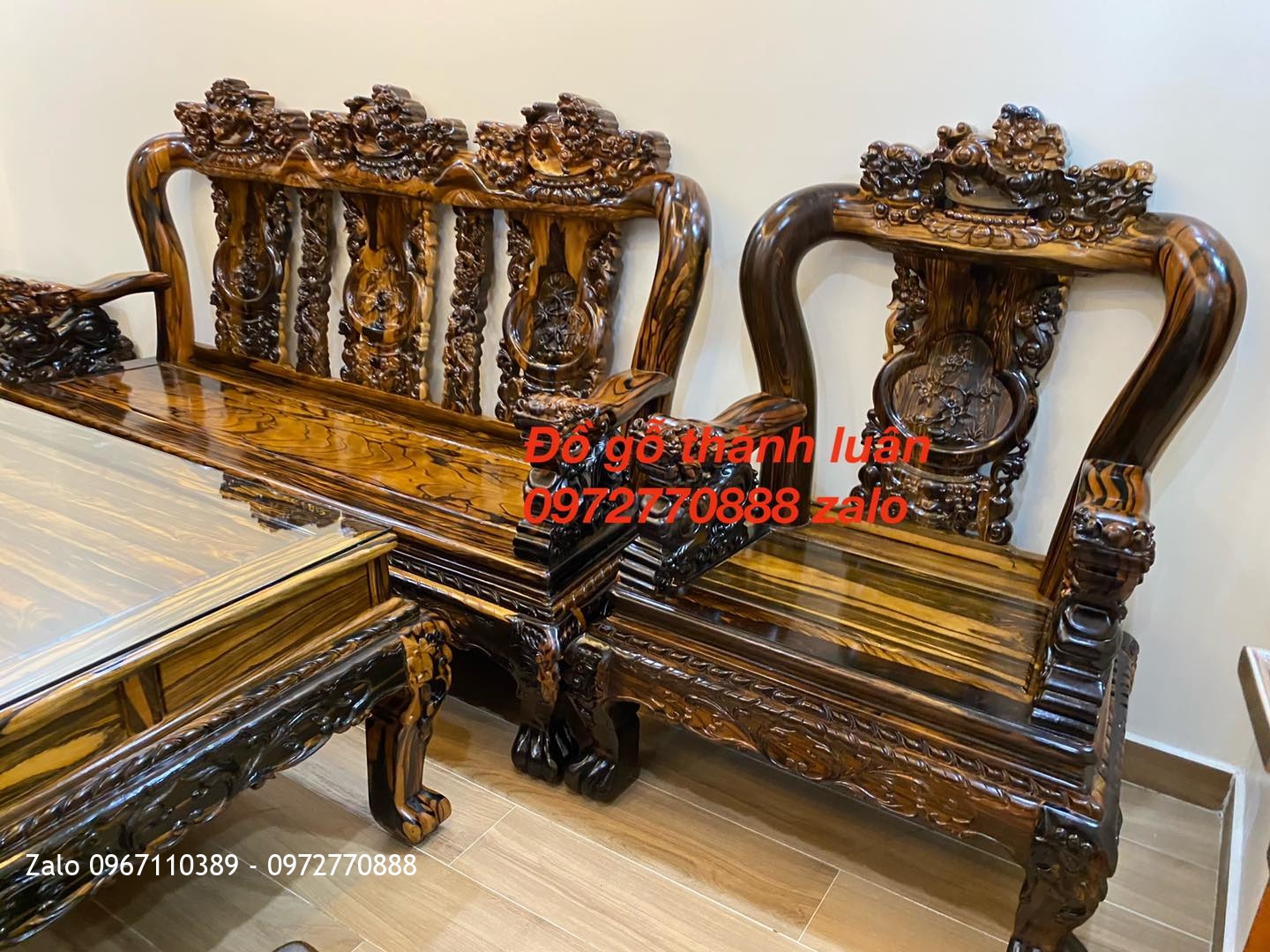 Bộ ghế minh nghê gỗ Mun Lào