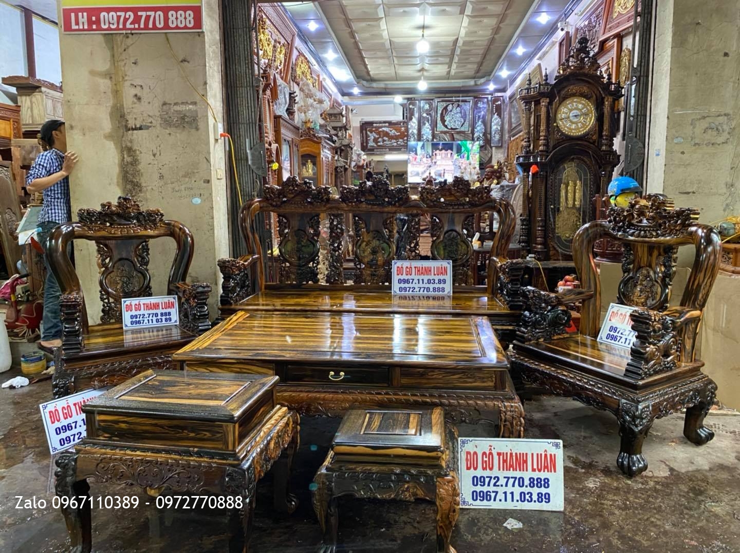 Bộ ghế minh nghê gỗ Mun Lào.