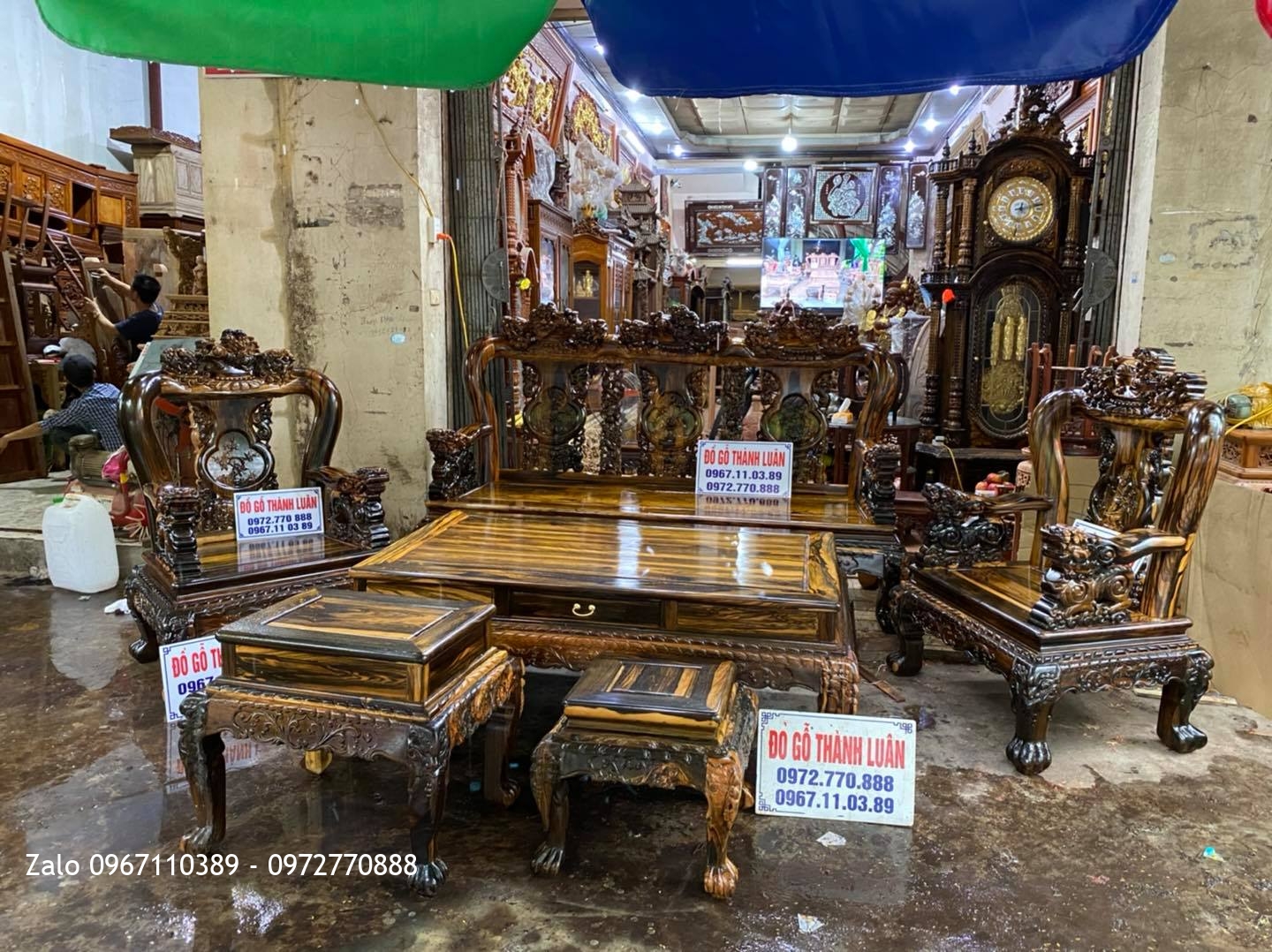 Bộ ghế minh nghê gỗ Mun Lào.;