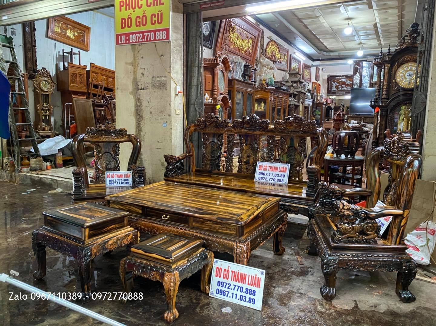 Bộ ghế minh nghê gỗ Mun Lào: