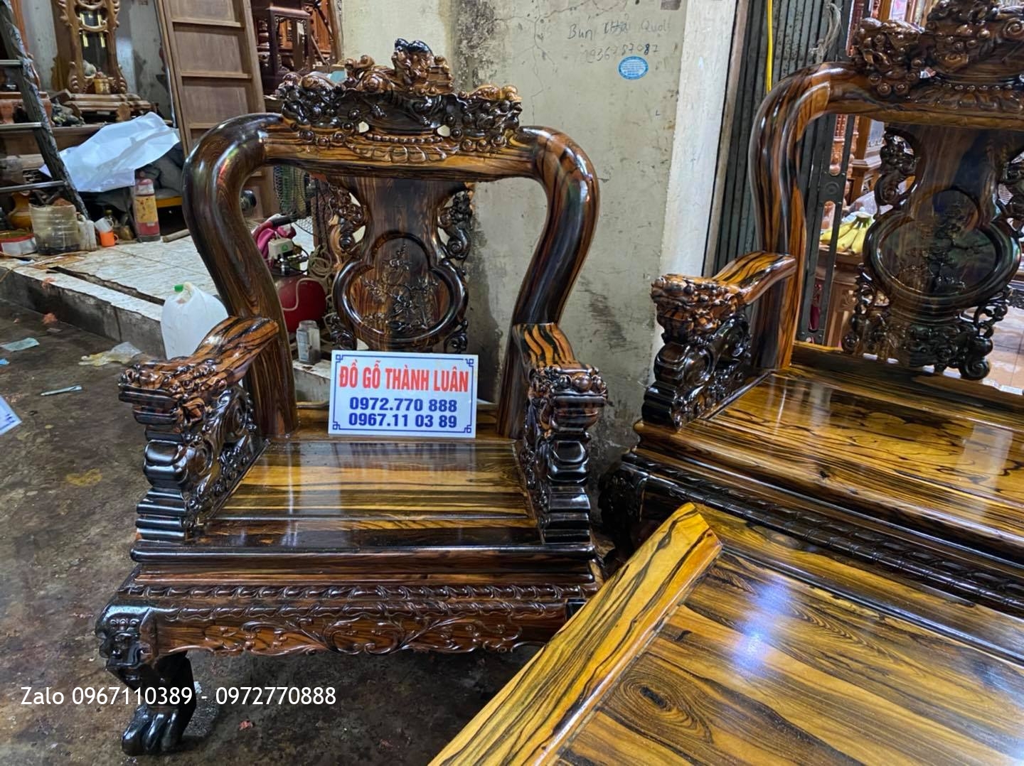 Bộ ghế minh nghê gỗ Mun Lào:-