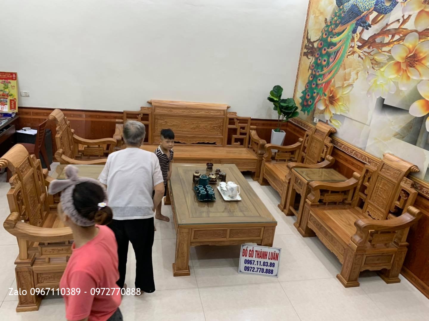 Bộ Bàn Ghế SƠN THUỶ Gỗ Gõ Đỏ 10 Món Siêu Víp