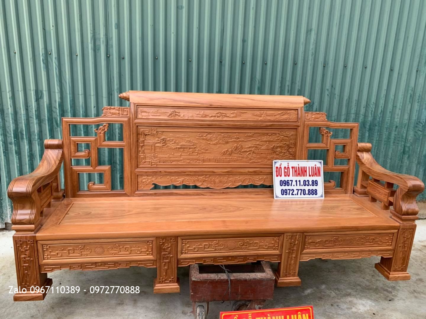 Bộ Bàn Ghế SƠN THUỶ Gỗ Gõ Đỏ 10 Món Siêu Víp-