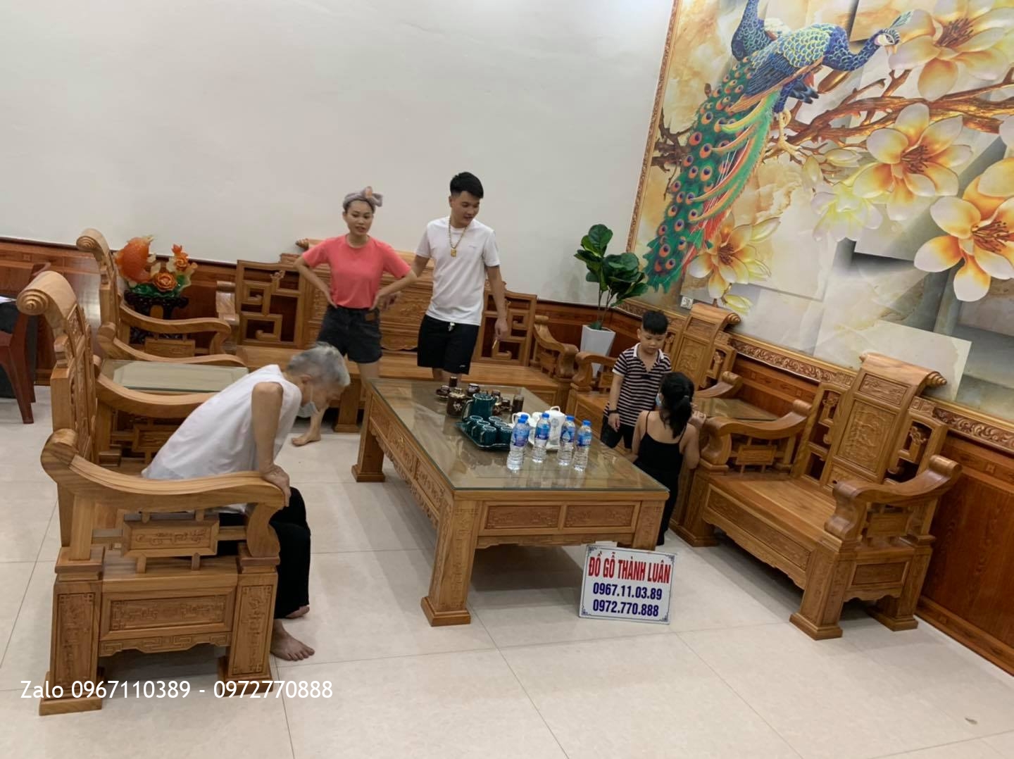 Bộ Bàn Ghế SƠN THUỶ Gỗ Gõ Đỏ 10 Món Siêu Víp.