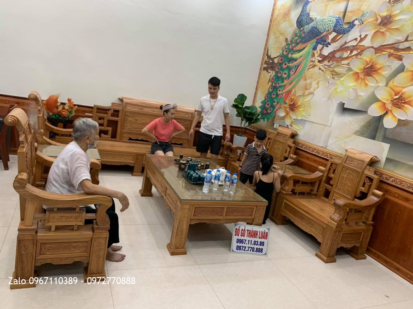 Bộ Bàn Ghế SƠN THUỶ Gỗ Gõ Đỏ 10 Món Siêu Víp.