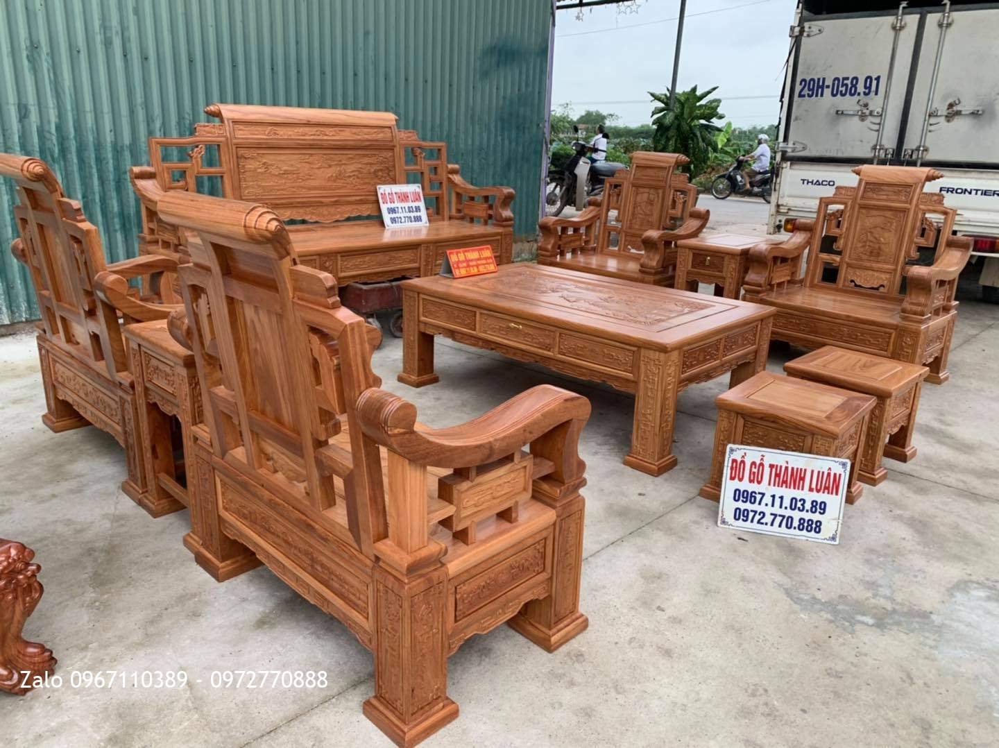 Bộ Bàn Ghế SƠN THUỶ Gỗ Gõ Đỏ 10 Món Siêu Víp.;