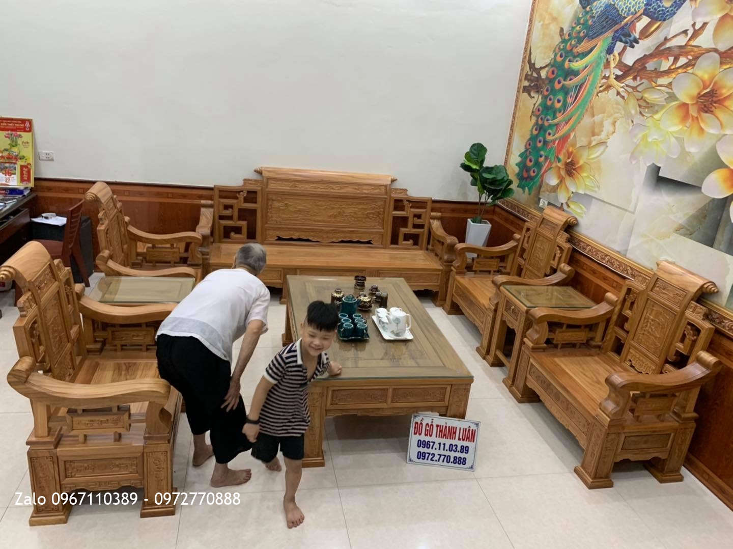 Bộ Bàn Ghế SƠN THUỶ Gỗ Gõ Đỏ 10 Món Siêu Víp.