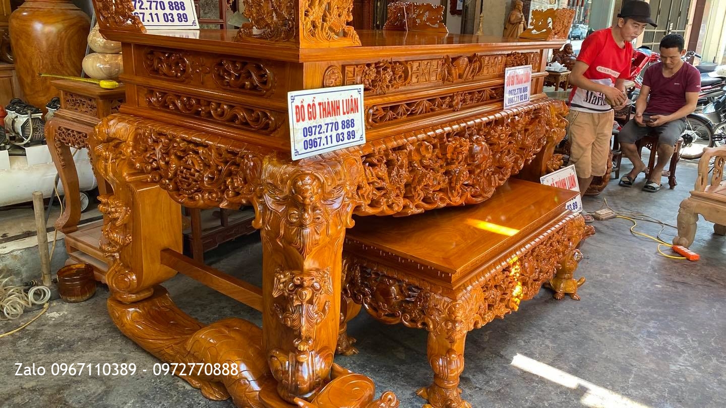 Sập thờ tứ linh gỗ gõ đỏ nam ohi hàng cao cấp vip nhất