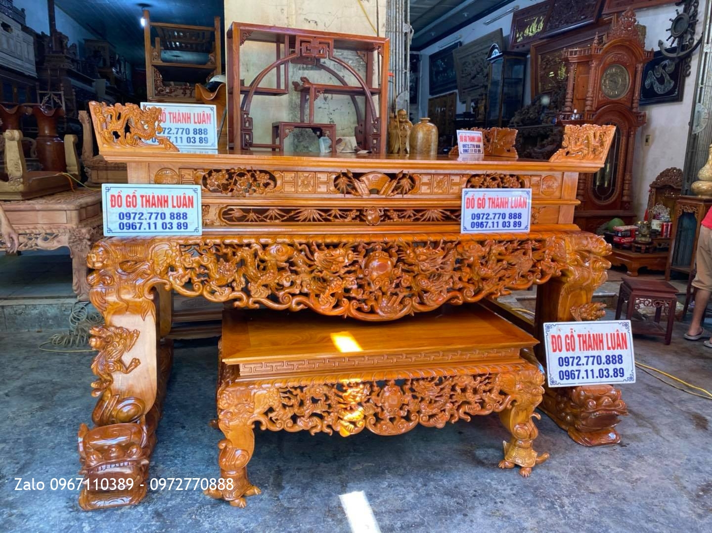 Sập thờ tứ linh gỗ gõ đỏ nam ohi hàng cao cấp vip nhất