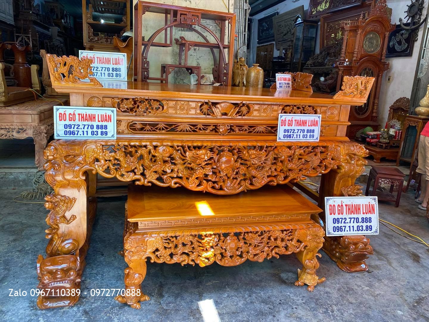 Sập thờ tứ linh gỗ gõ đỏ nam ohi hàng cao cấp vip nhất ,