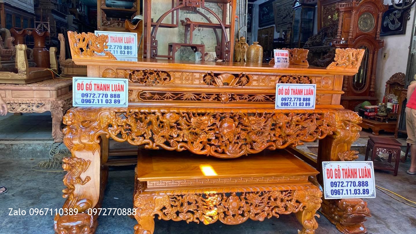 Sập thờ tứ linh gỗ gõ đỏ nam ohi hàng cao cấp vip nhất