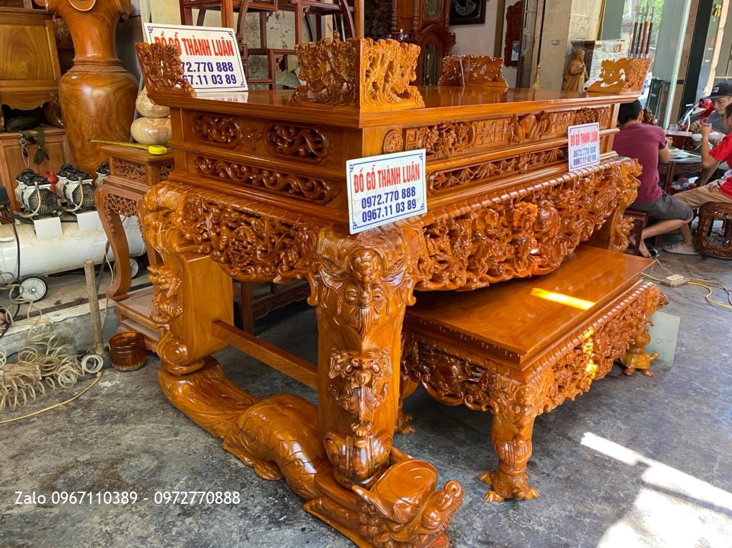 Sập thờ tứ linh gỗ gõ đỏ nam ohi hàng cao cấp vip nhất,