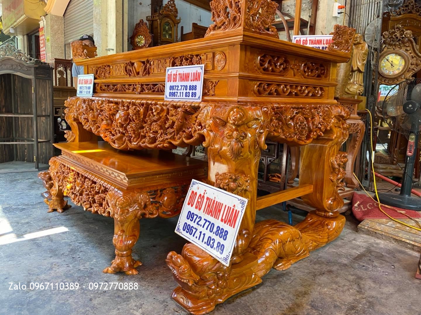 Sập thờ tứ linh gỗ gõ đỏ nam ohi hàng cao cấp vip nhất..