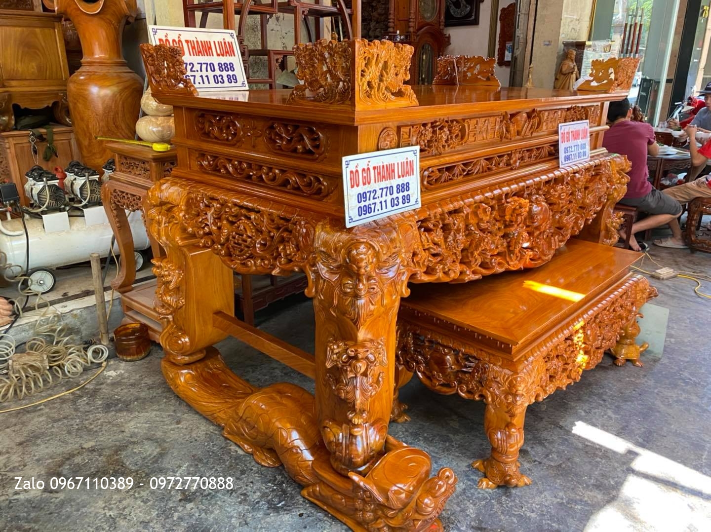 Sập thờ tứ linh gỗ gõ đỏ nam ohi hàng cao cấp vip nhất.