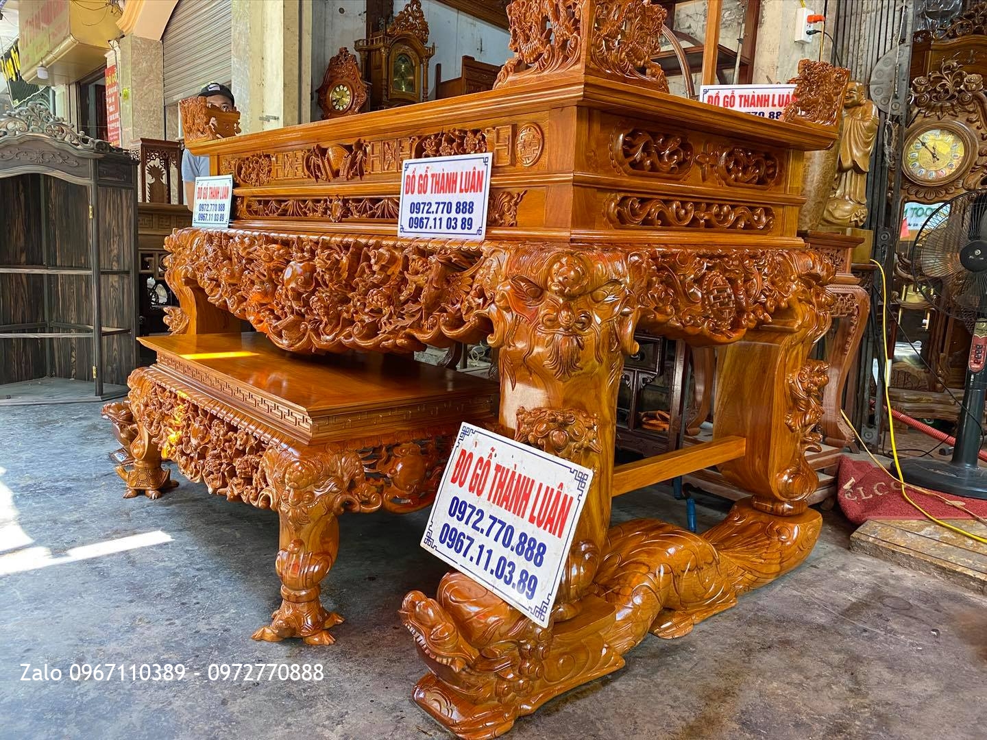 Sập thờ tứ linh gỗ gõ đỏ nam ohi hàng cao cấp vip nhất: