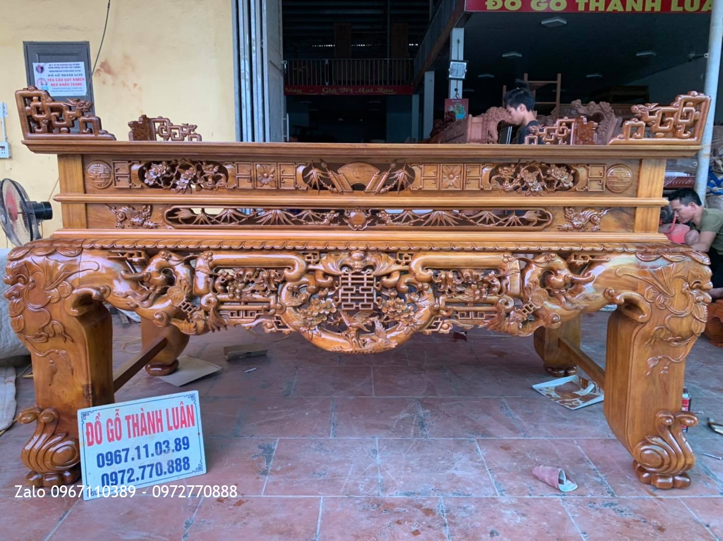 Bộ Sập Thờ Ngũ Phúc Lim Tiền Mai Cài Thọ gỗ gụ khủng.:-;