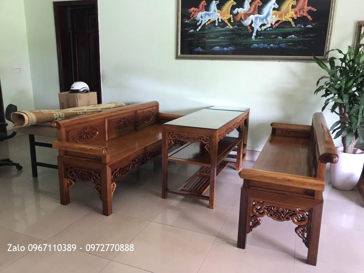 bộ ghế trường kỷ gỗ gụ gồm 4 món-;