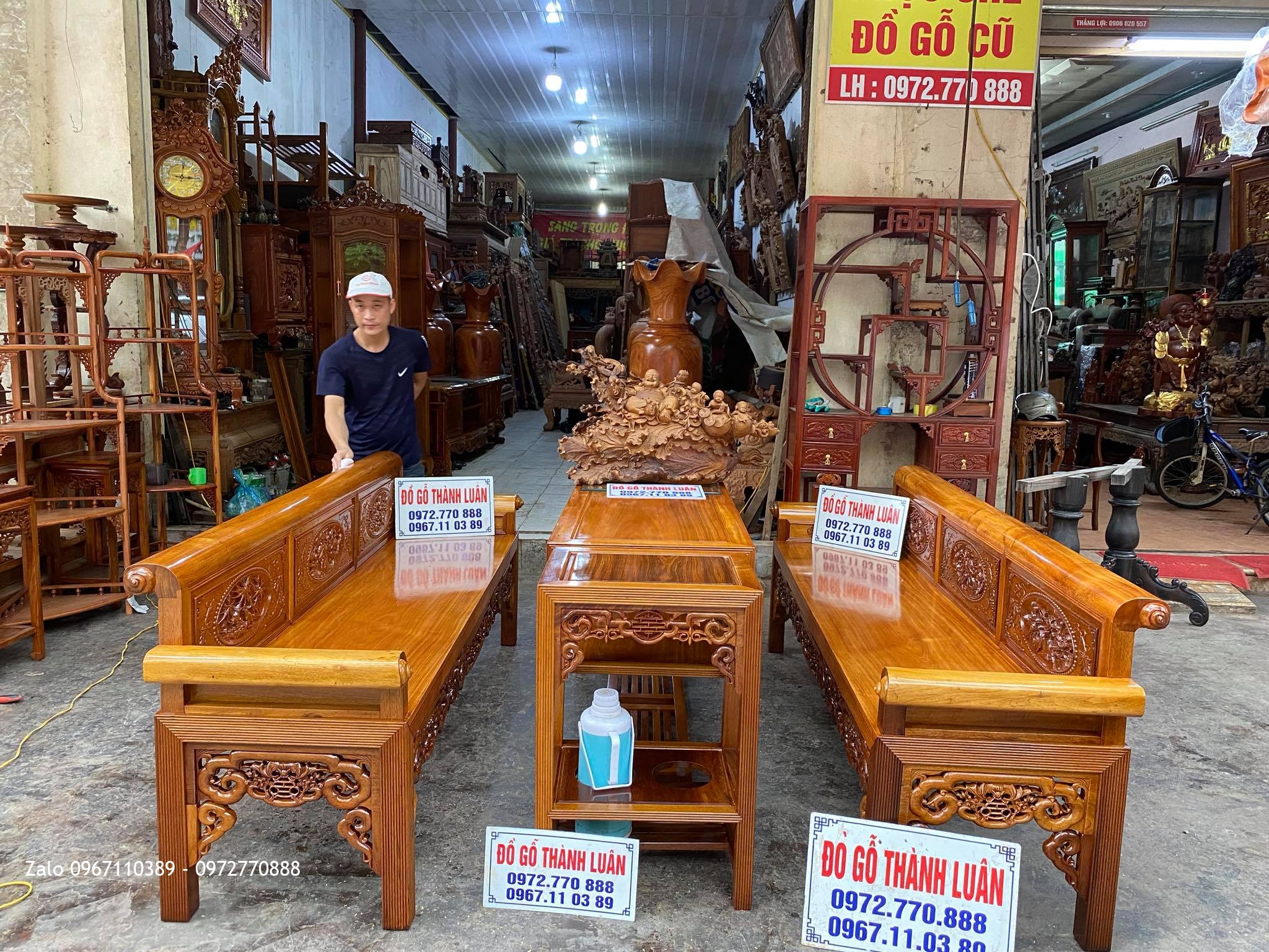 bộ ghế trường kỷ gỗ gụ gồm 4 món: