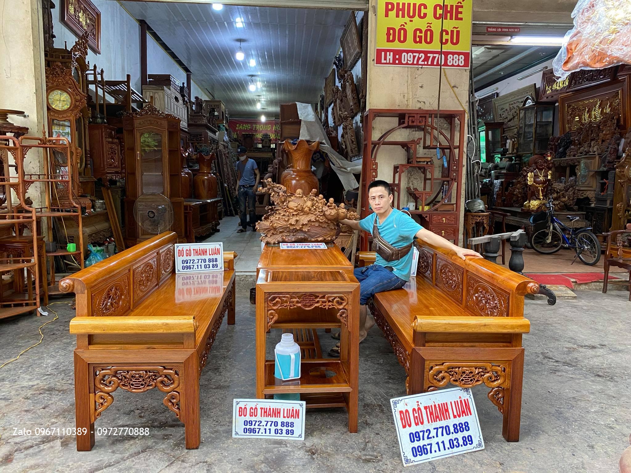 bộ ghế trường kỷ gỗ gụ gồm 4 món:.