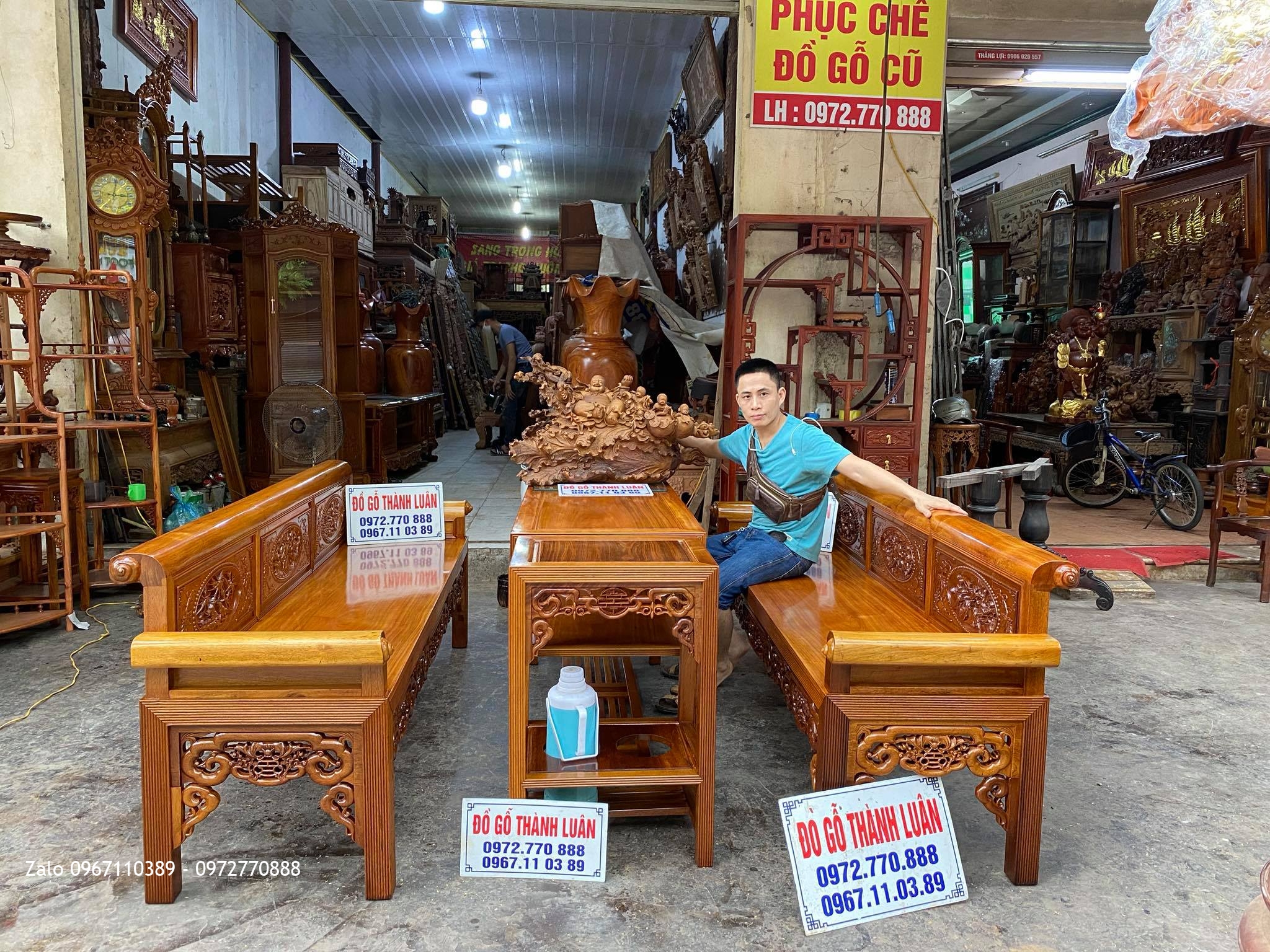 bộ ghế trường kỷ gỗ gụ gồm 4 món: