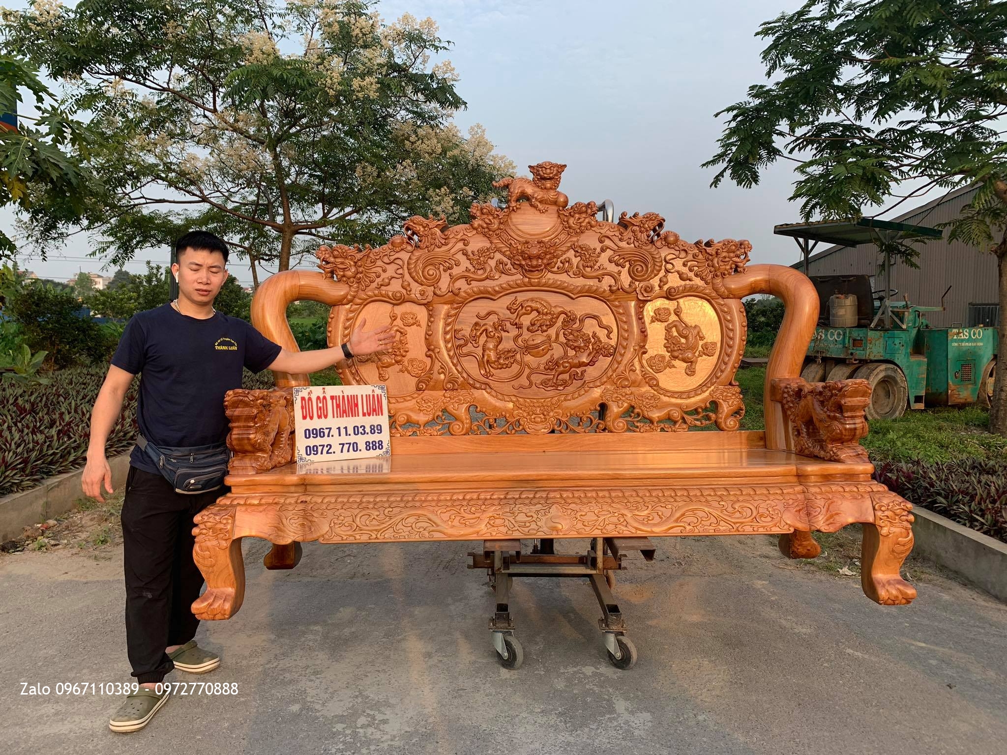 Bộ Bàn Ghế Phòng Khách NGHÊ BẢO ĐỈNH GỖ GÕ ĐỎ