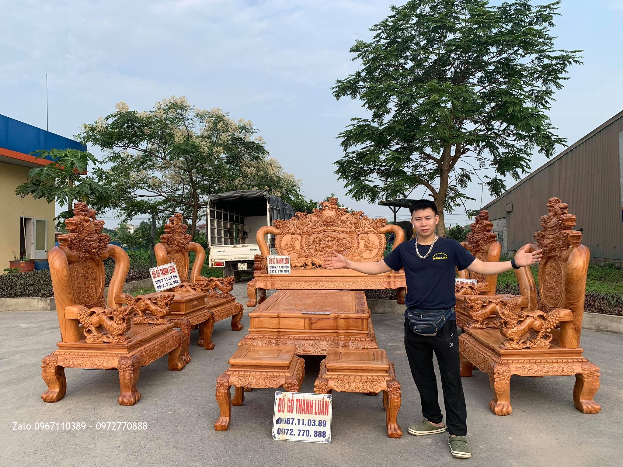 Bộ Bàn Ghế Phòng Khách NGHÊ BẢO ĐỈNH GỖ GÕ ĐỎ-;