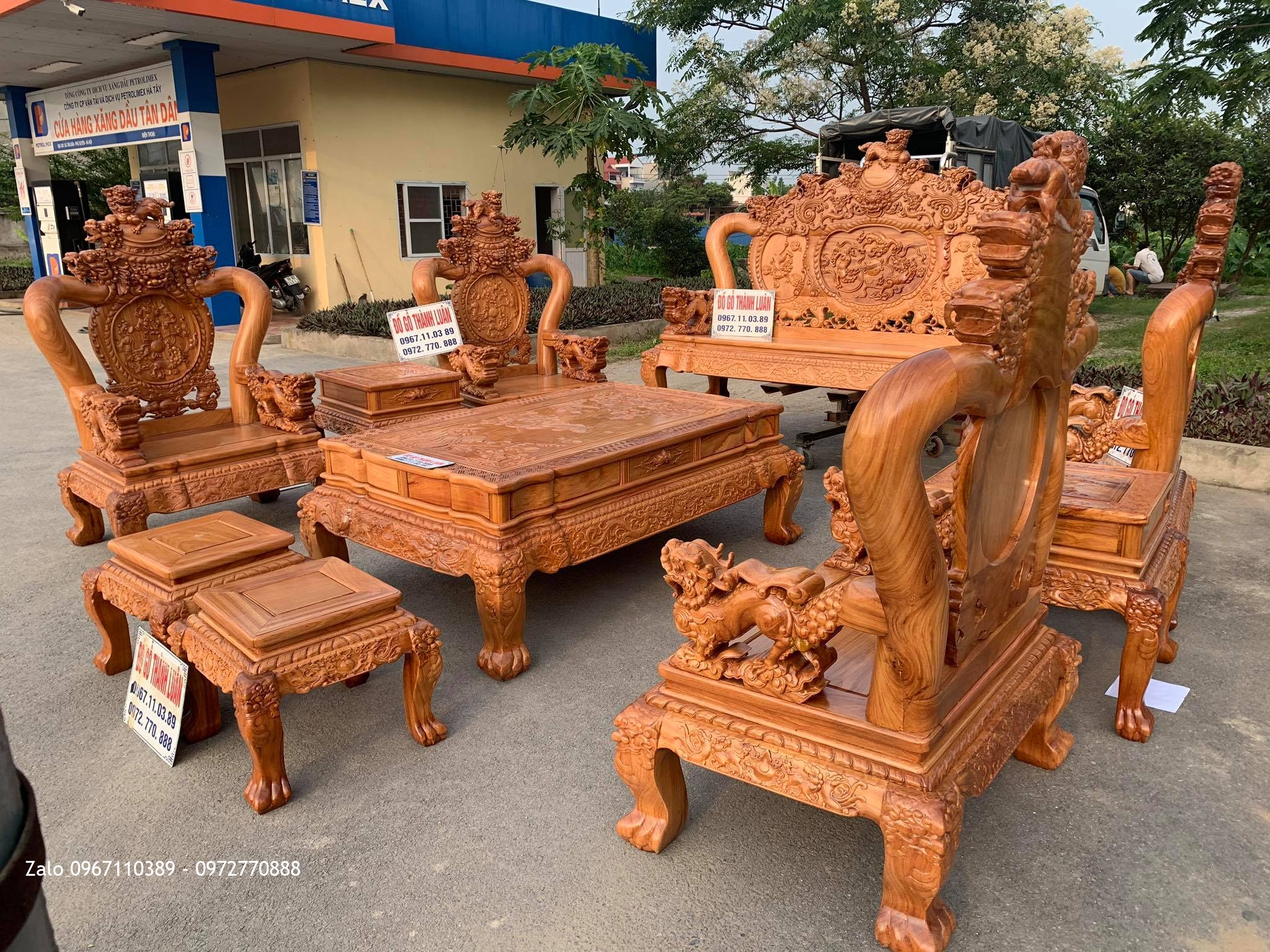 Bộ Bàn Ghế Phòng Khách NGHÊ BẢO ĐỈNH GỖ GÕ ĐỎ-@