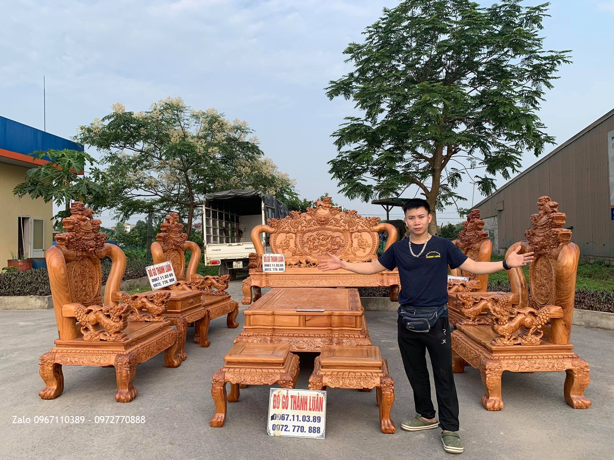 Bộ Bàn Ghế Phòng Khách NGHÊ BẢO ĐỈNH GỖ GÕ ĐỎ;