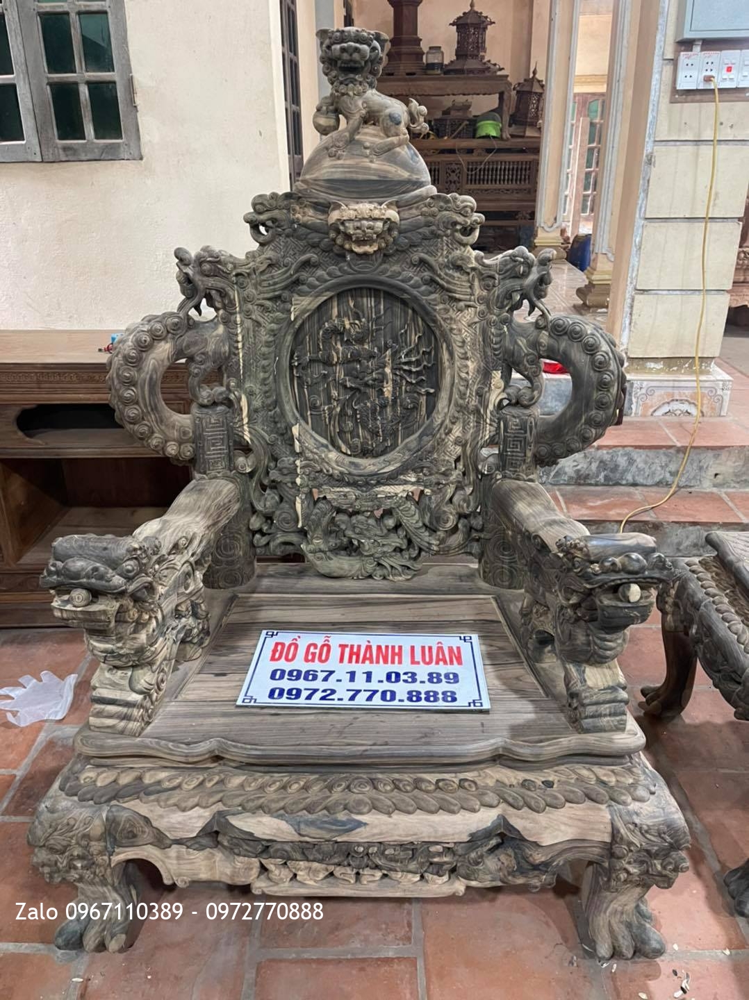 Bộ Bàn Ghế Đỉnh Rồng Gỗ Mun Gồm 12 Món Siêu Víp:.,