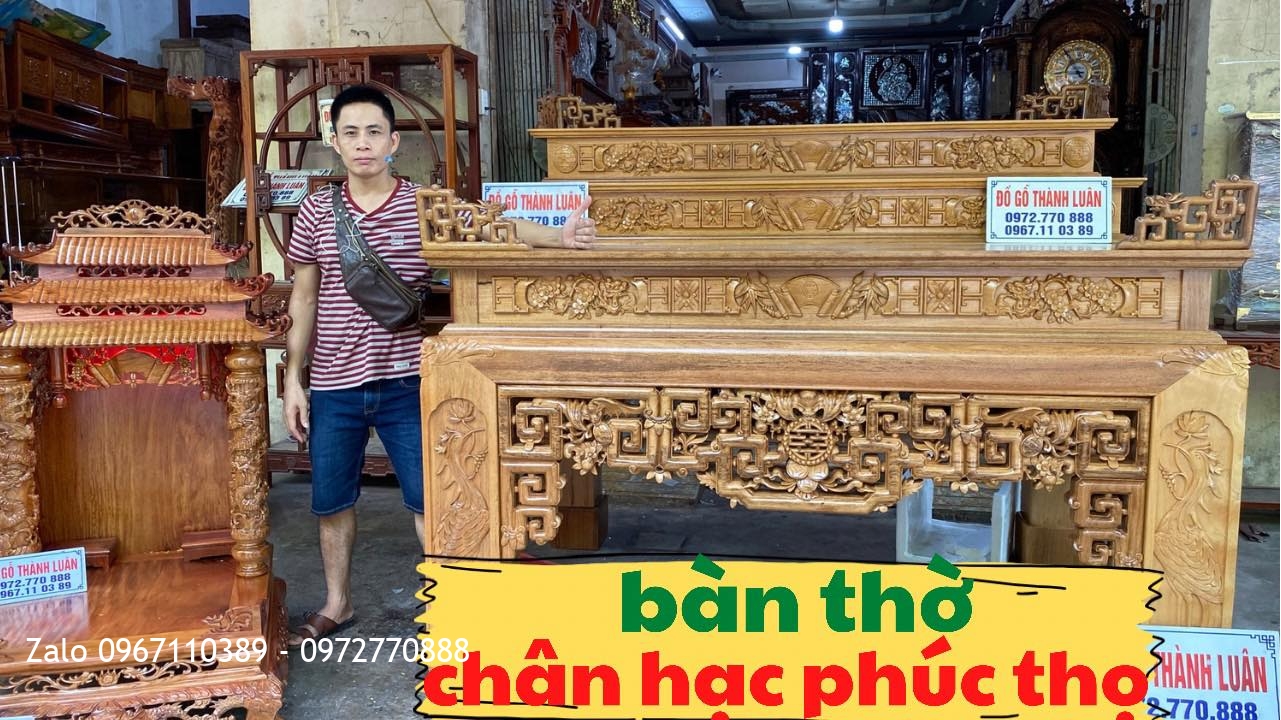 Bàn Thờ Tam Cấp Chân Hạc Gỗ Gụ .Anh Đaò Hải Phòng