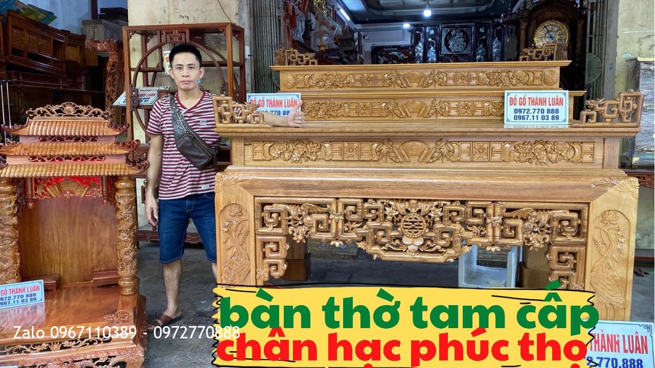 Bàn thờ tam cấp chân hạc gỗ gụ