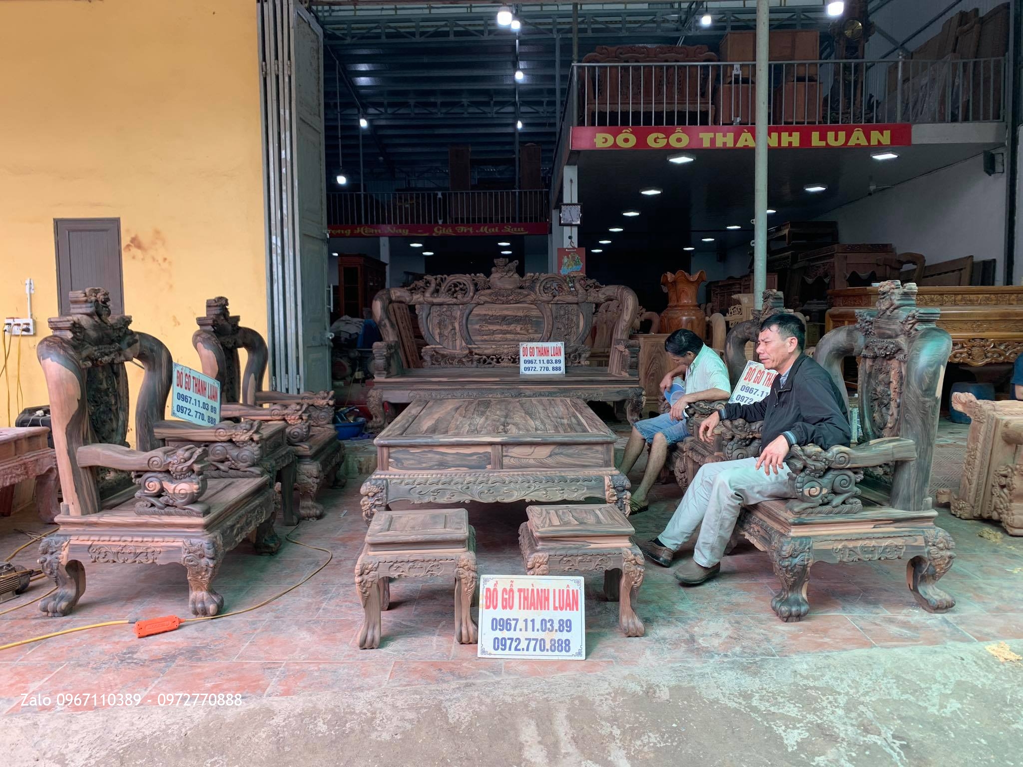 bộ bàn ghế Nghê Bảo Đỉnh gỗ MUn Cột 14 Gồm 10 Món Víp.: