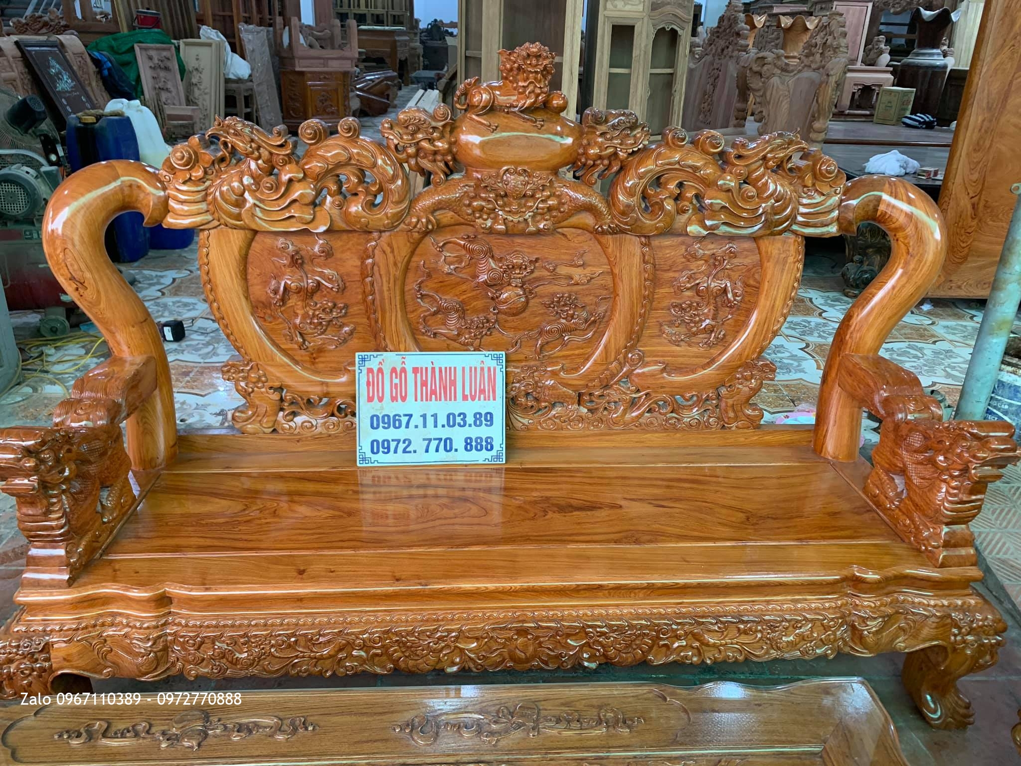 Bộ Bàn Ghế Nghê Bảo Đỉnh Cột 12 Gồm 6 Món Siêu Víp Giá BÌnh Dân.