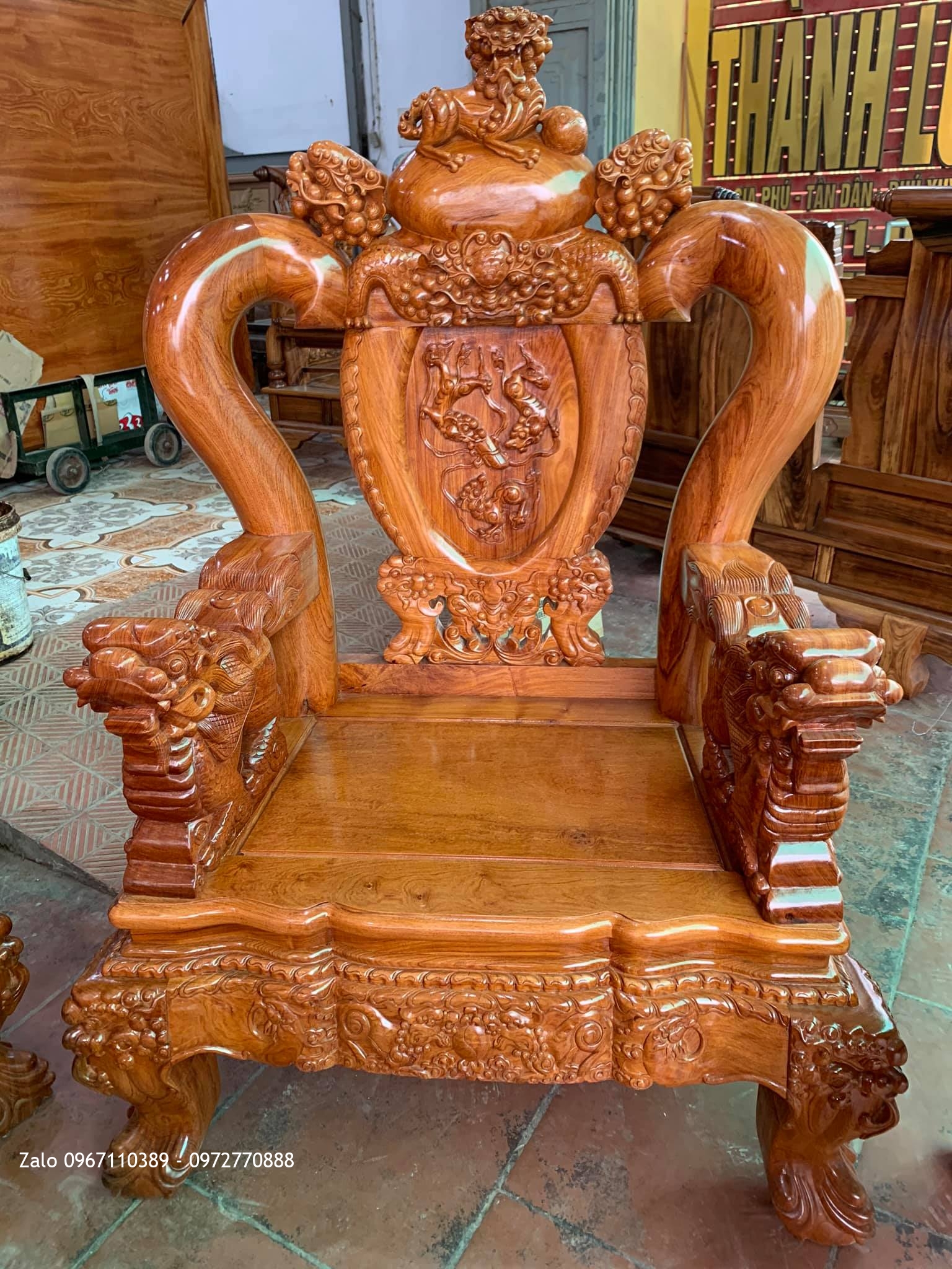 Bộ Bàn Ghế Nghê Bảo Đỉnh Cột 12 Gồm 6 Món Siêu Víp Giá BÌnh Dân: