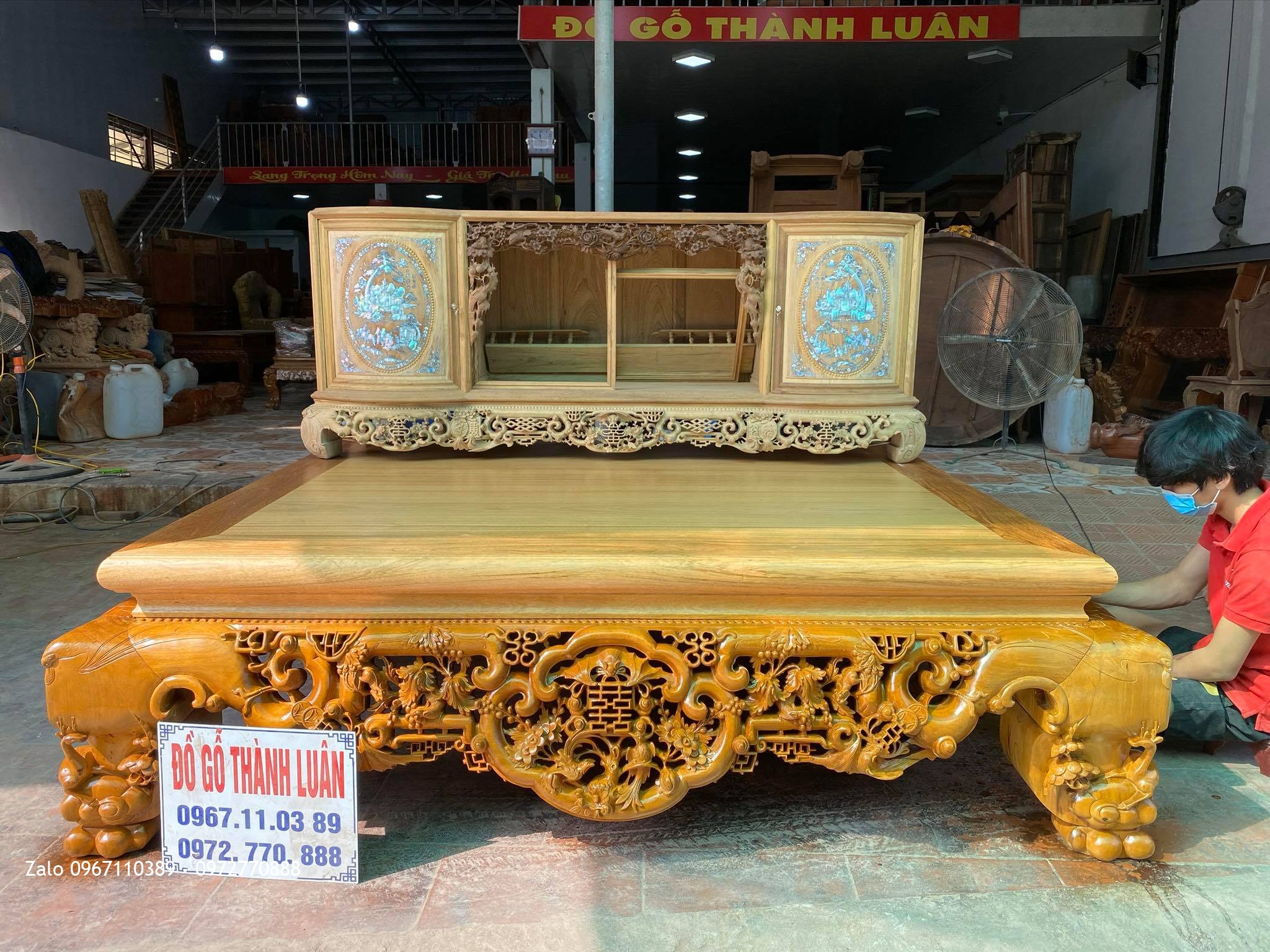 sập thờ ngũ phúc kim tiền gỗ gụ siêu siêu vip