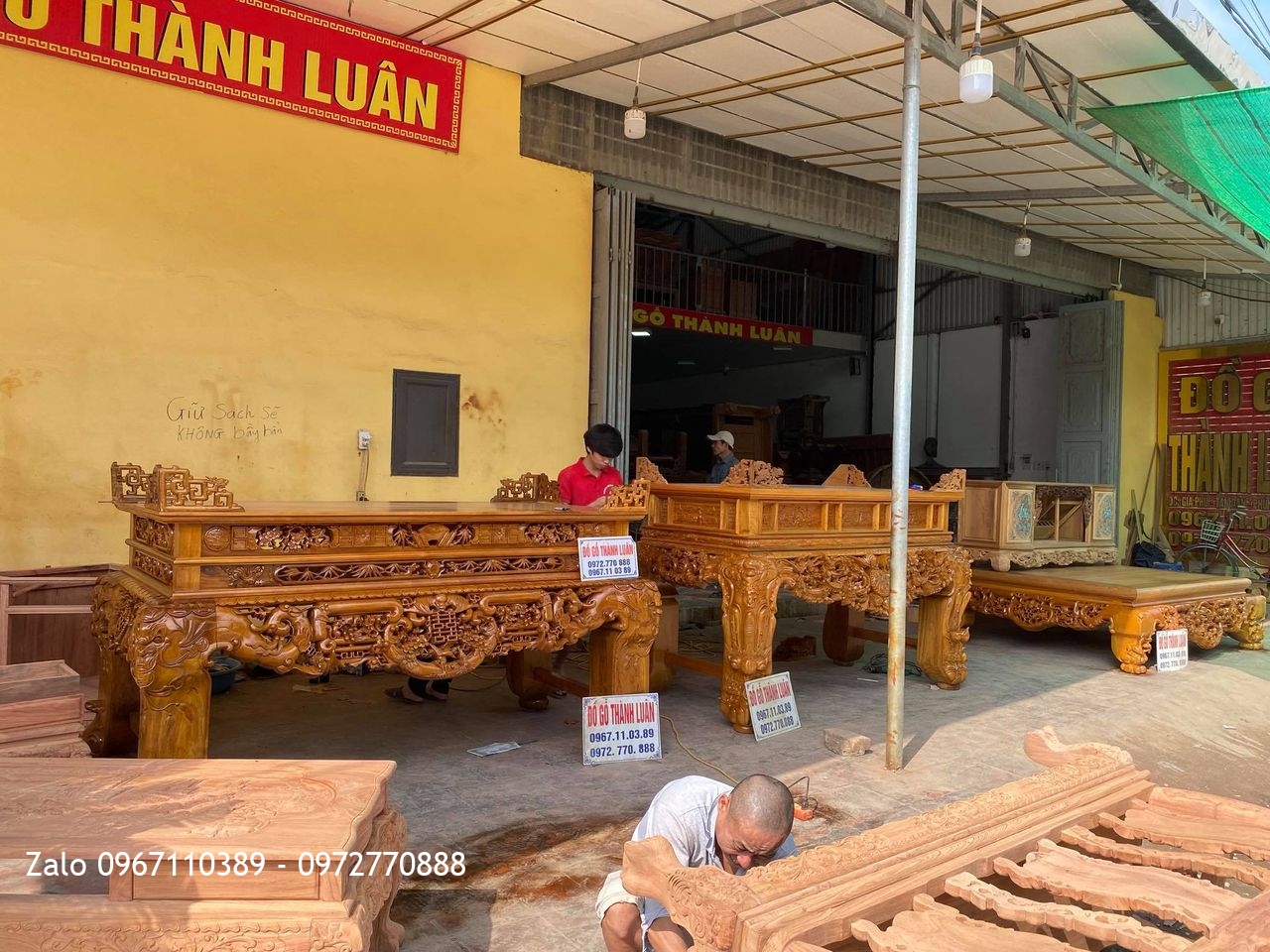 sập thờ ngũ phúc kim tiền gỗ gụ siêu siêu vip