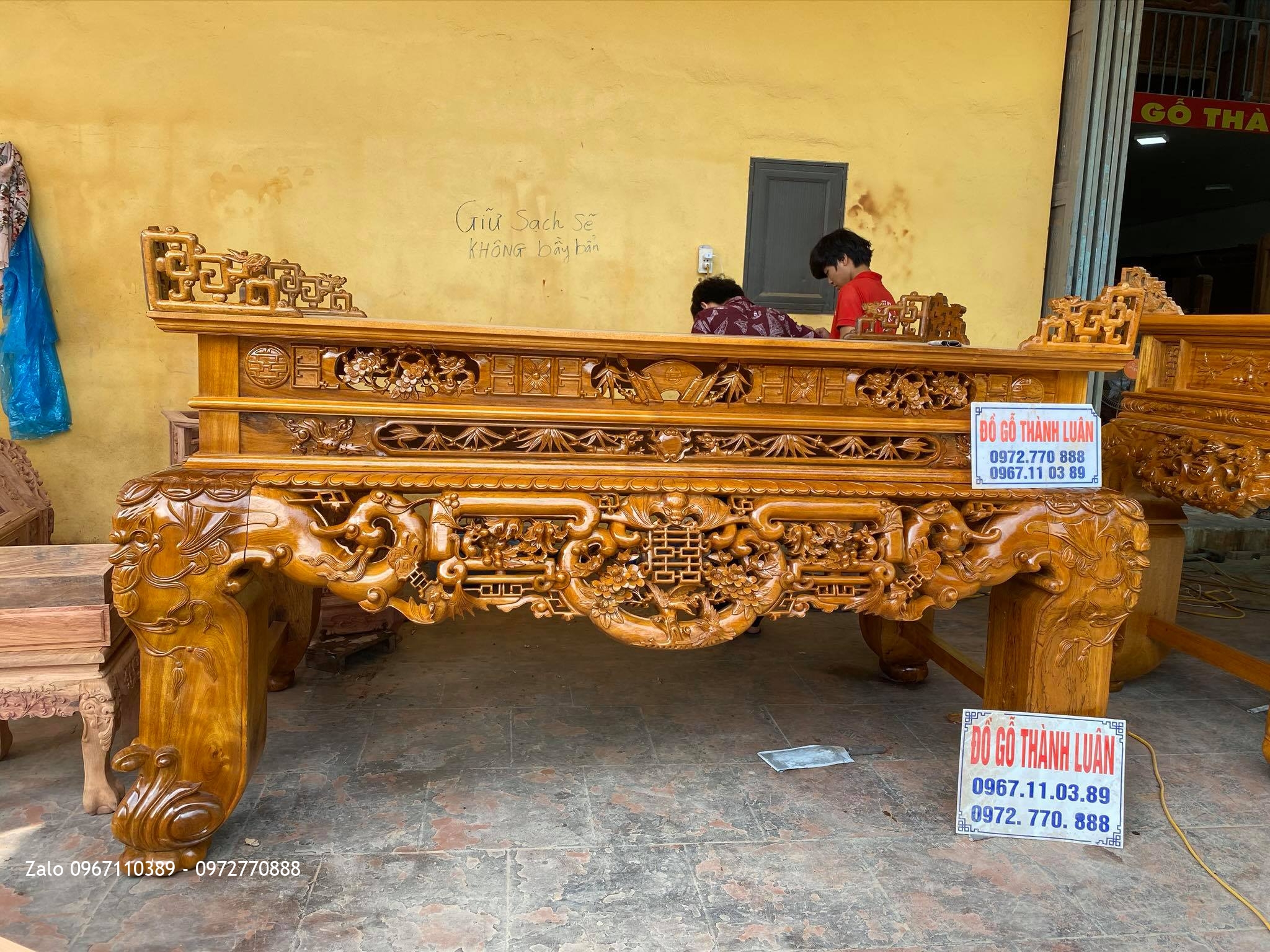 sập thờ ngũ phúc kim tiền gỗ gụ siêu siêu vip: