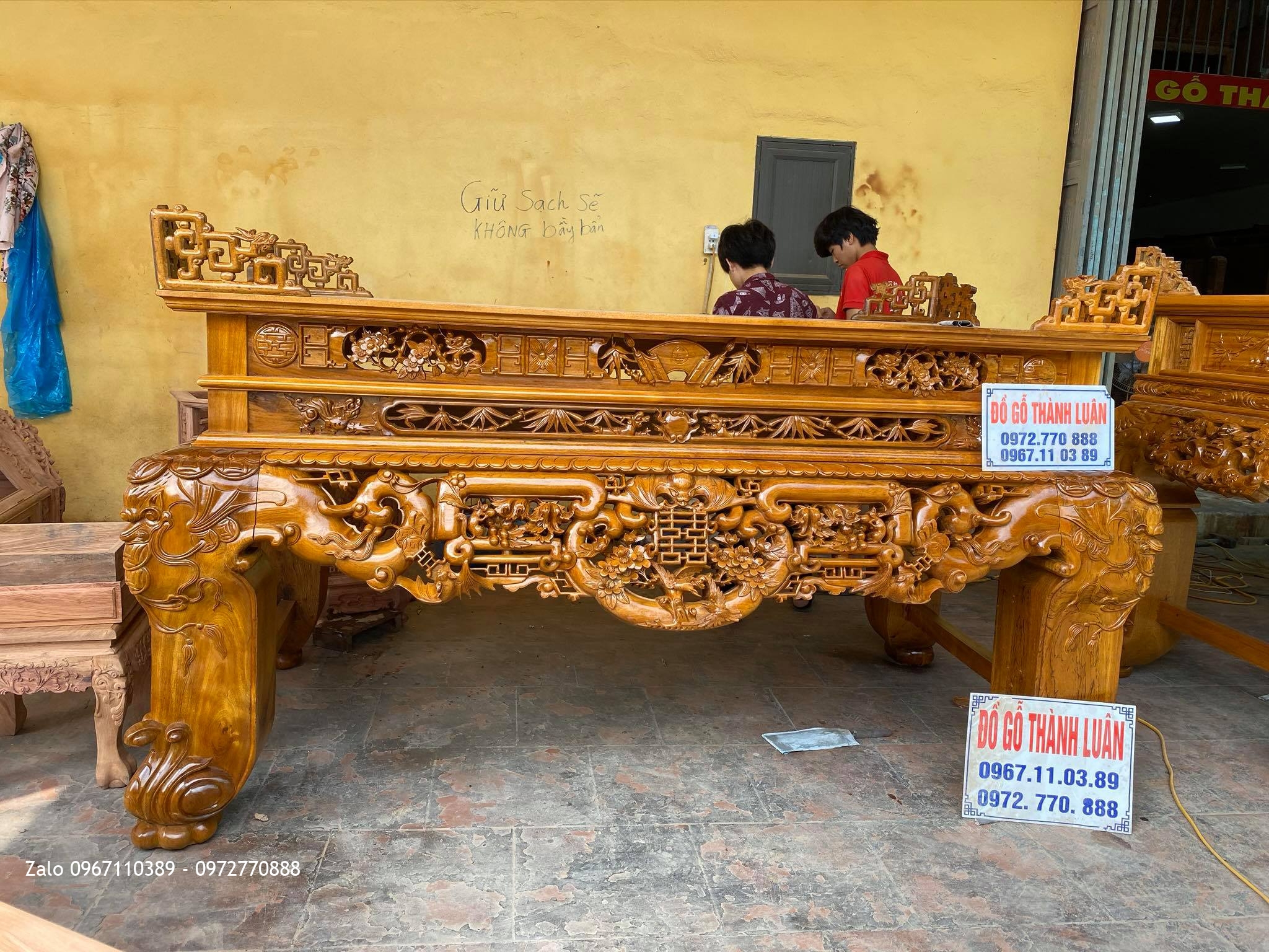 sập thờ ngũ phúc kim tiền gỗ gụ siêu siêu vip:.