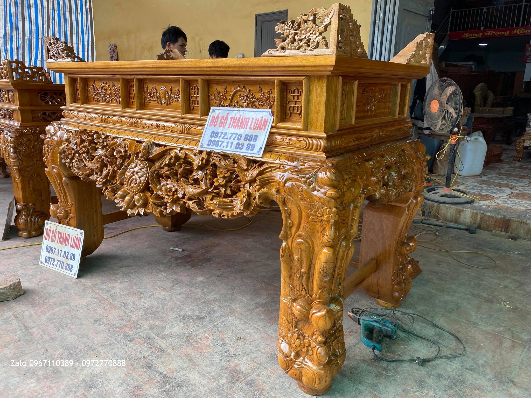 sập thờ ngũ phúc kim tiền gỗ gụ siêu siêu vip:.,