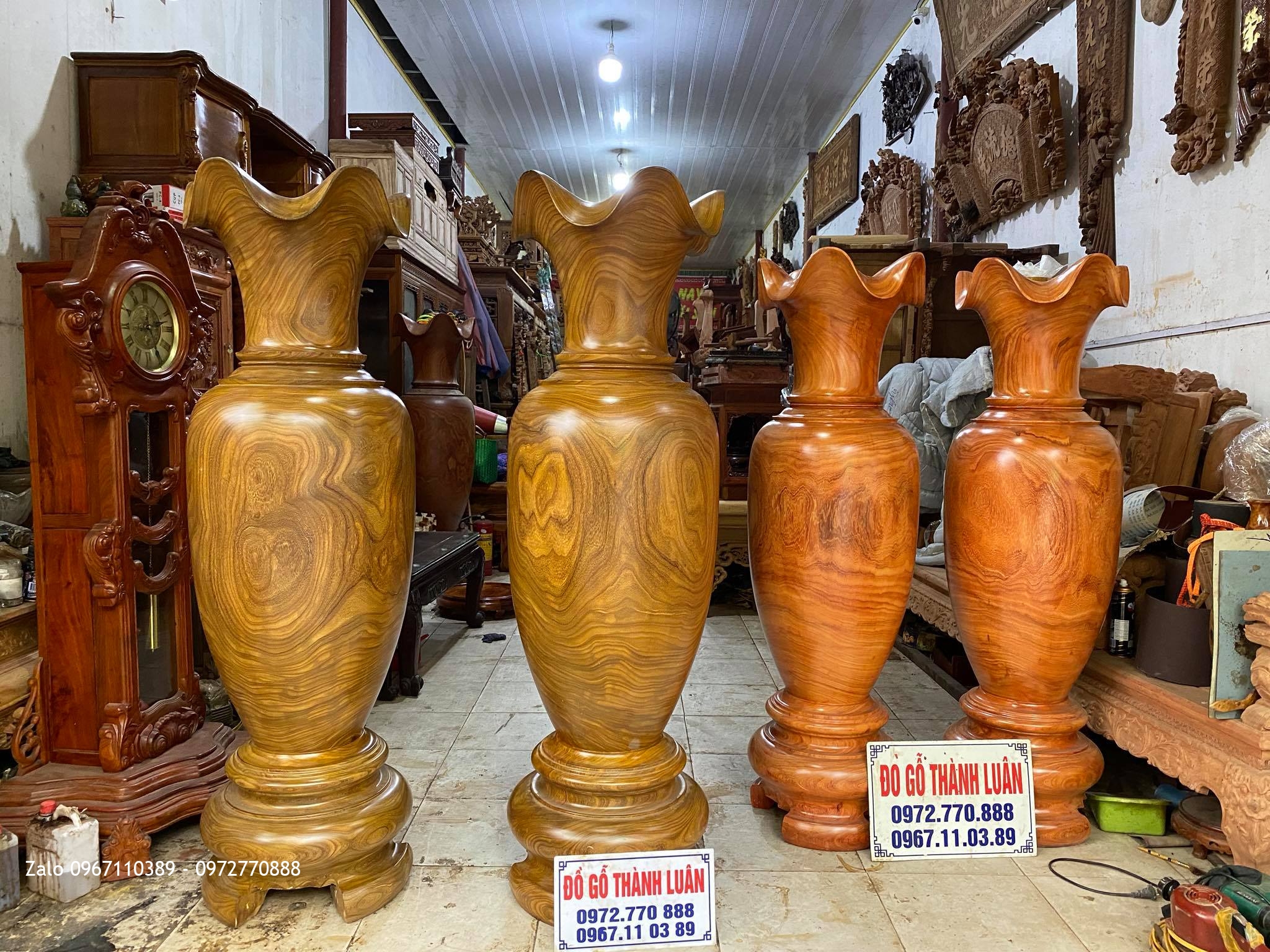 Lọ Lộc bình liền khối gỗ Cẩm vàng-;