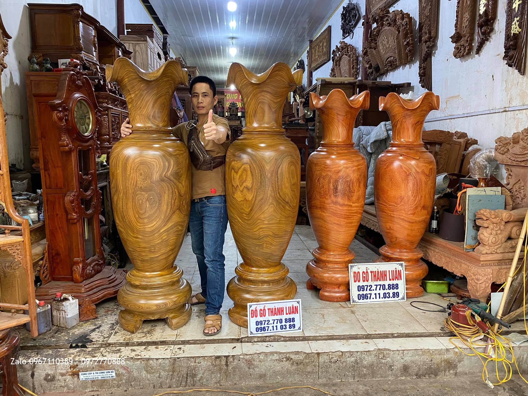 Lọ Lộc bình liền khối gỗ Cẩm vàng