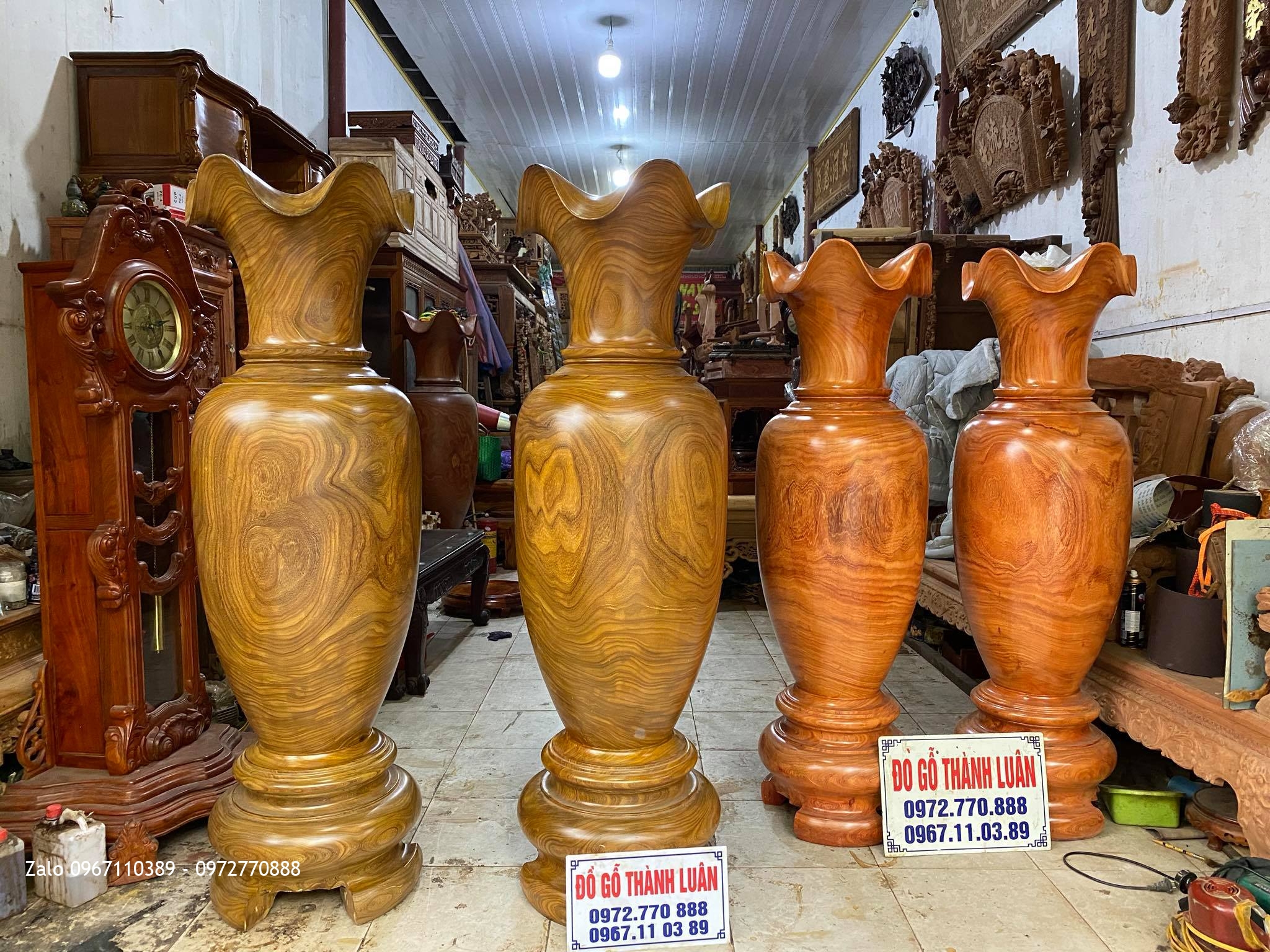 Lọ Lộc bình liền khối gỗ Cẩm vàng:-