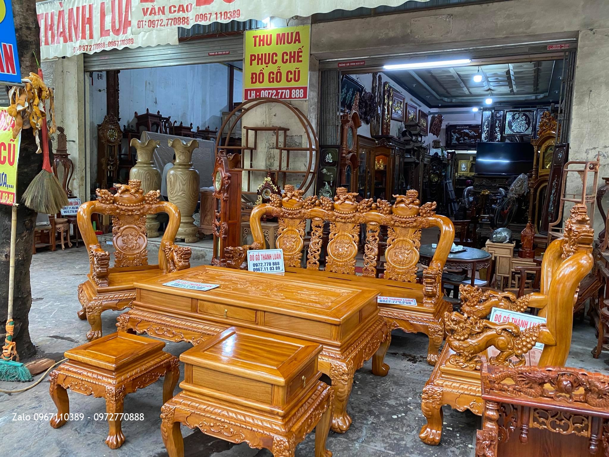 Bộ Ghế Minh Quốc Nghê Gỗ Gõ Đỏ Anh Cường Nam Sơn Hải Phòng